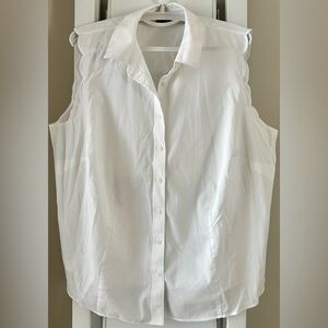 Talbots White Sleeveless Button-Down Shirt